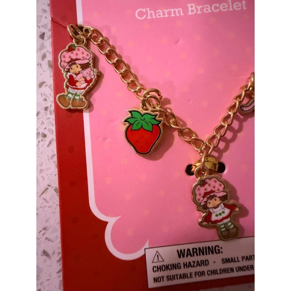 Strawberry Shortcake Charm Bracelet Gold Enamel Charms H.E.R. Accessories NEW